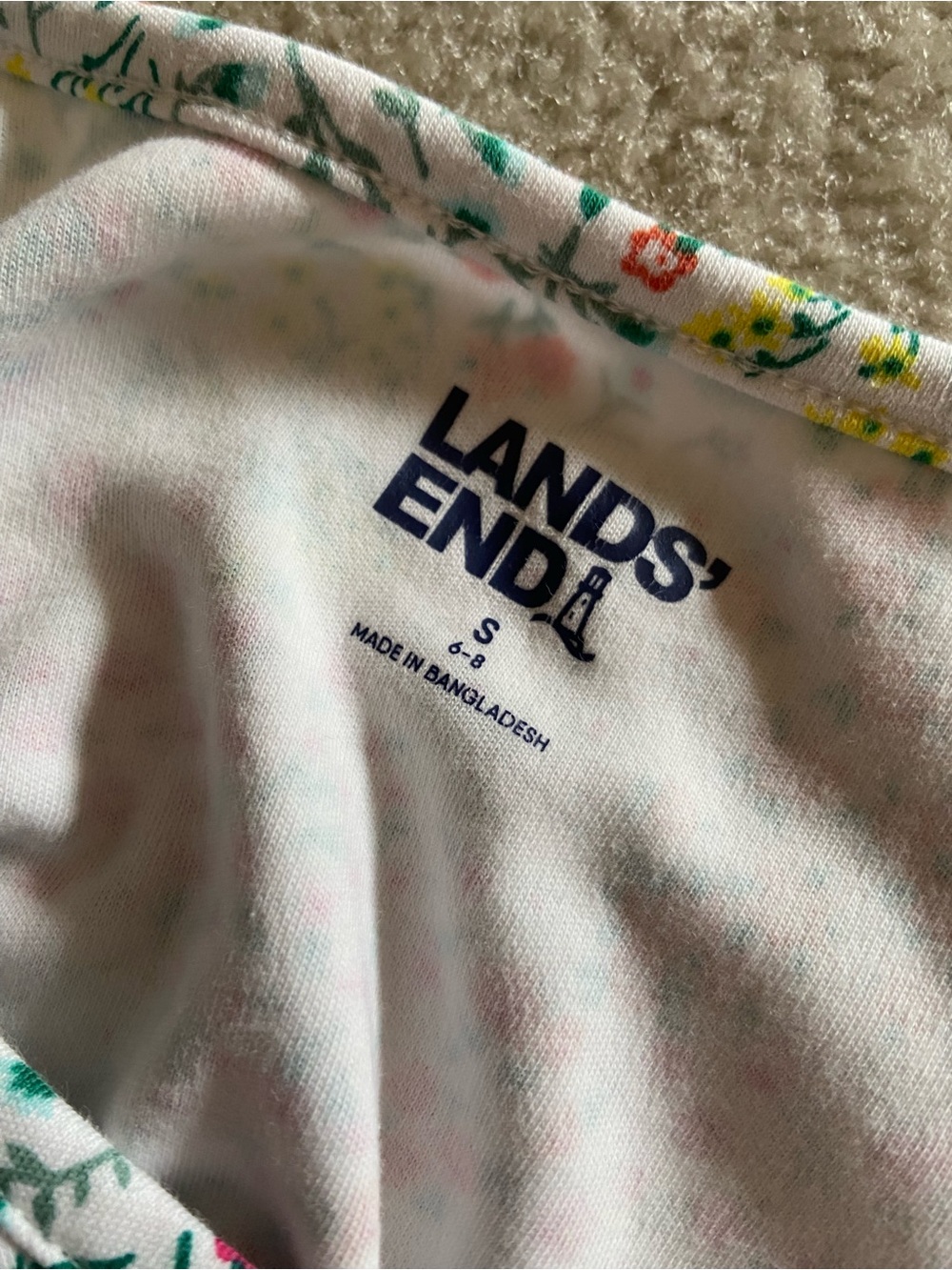 Lands' End Floral Scoop Neck Tank Top - White with Pink, Red, Yellow, Green - Picture 3 of 4